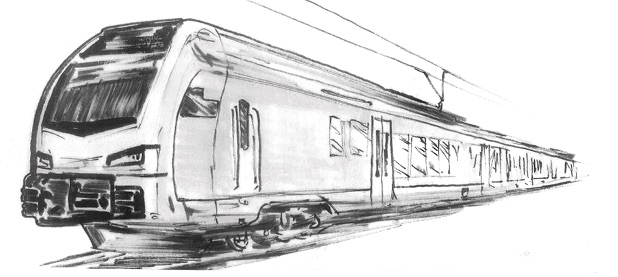 Das Bild zeigt die Skizze eines Zuges.